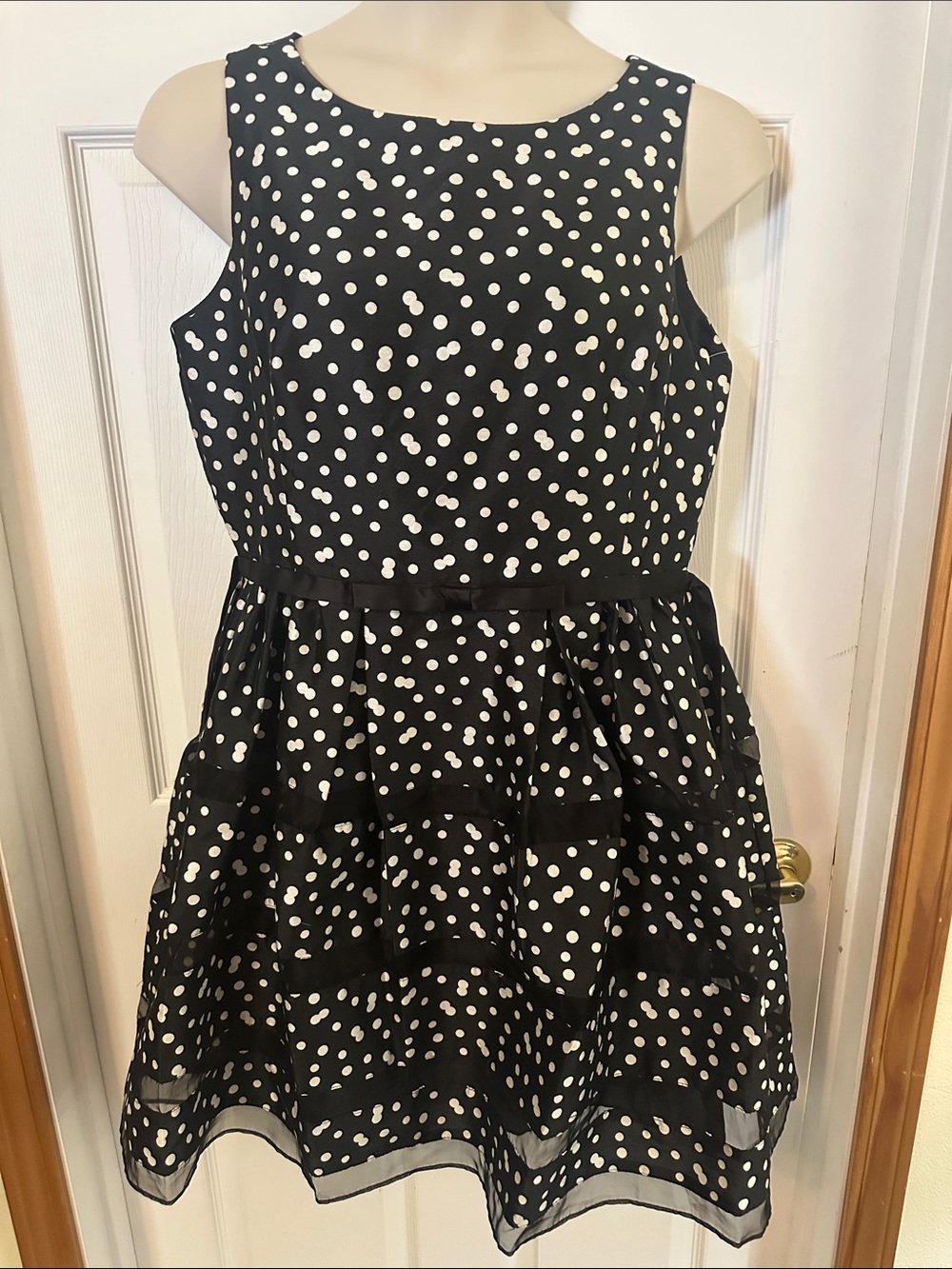 Coldwater Creek Black and White Polka Dot Tiered Dress